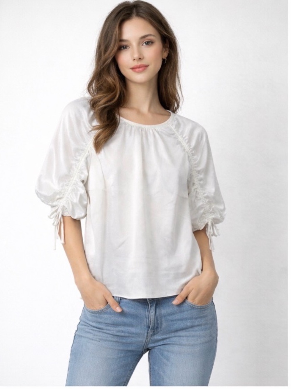 Ted Baker London White Puff-Sleeve Blouse